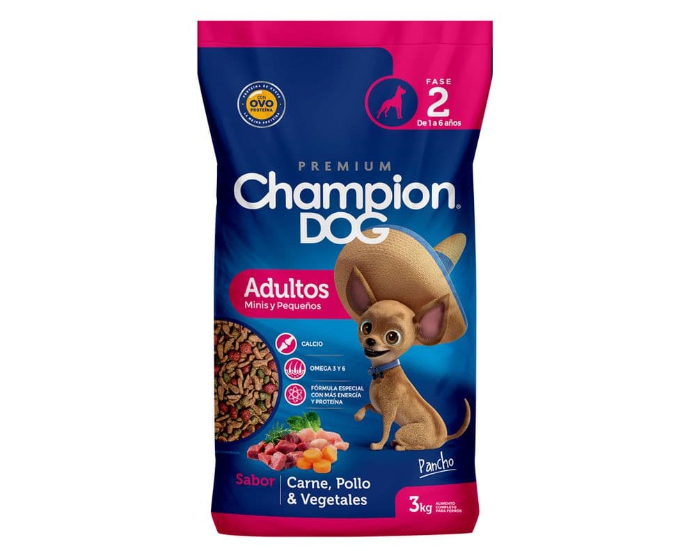 Alimento perro 3 kg raza pequena carne, pollo y vegetales Champion Dog