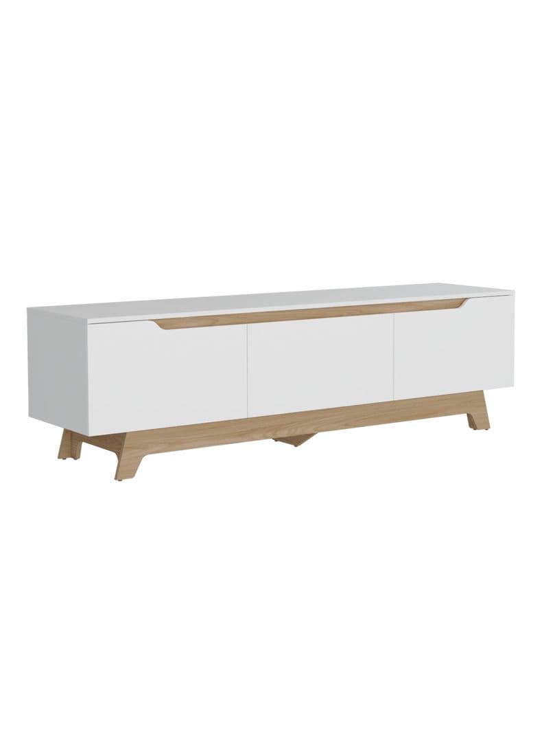 Rack TV 80'' Woodall 2 Puertas 1 Cajon Blanco y Fresno