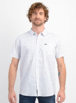 Camisa Estampada Manga Corta Blanco S