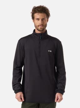 Poleron Logo Zip 1/4 Taina Tela Tipo Waffle Negro S