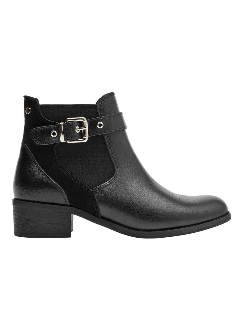 Botin Taco Cuadrado Brm0297 Cuero Mujer Negro 35