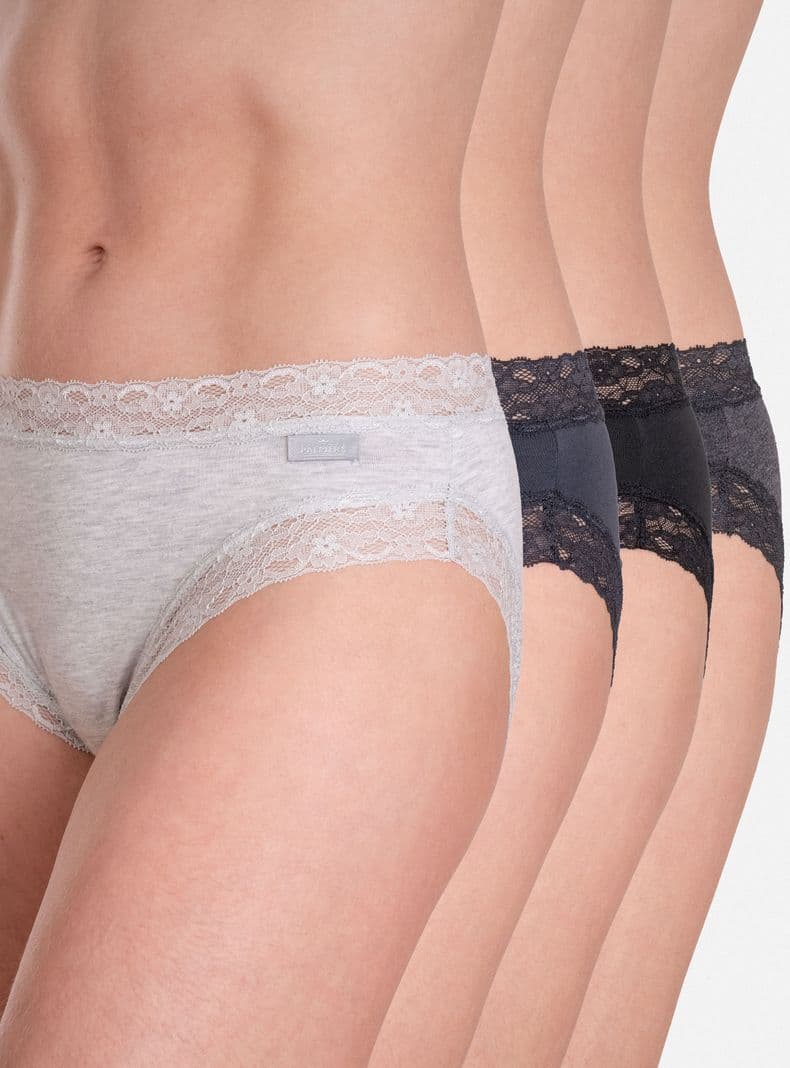 Pack 5 Bikini Algodon Encaje Negro S