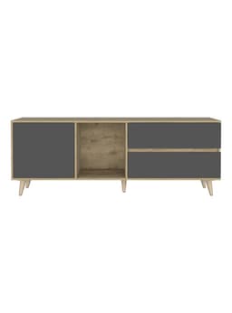 Rack de Tv 65'' Salem Macadamia y Plomo 58.4x158.4x38 cm Cafe Claro