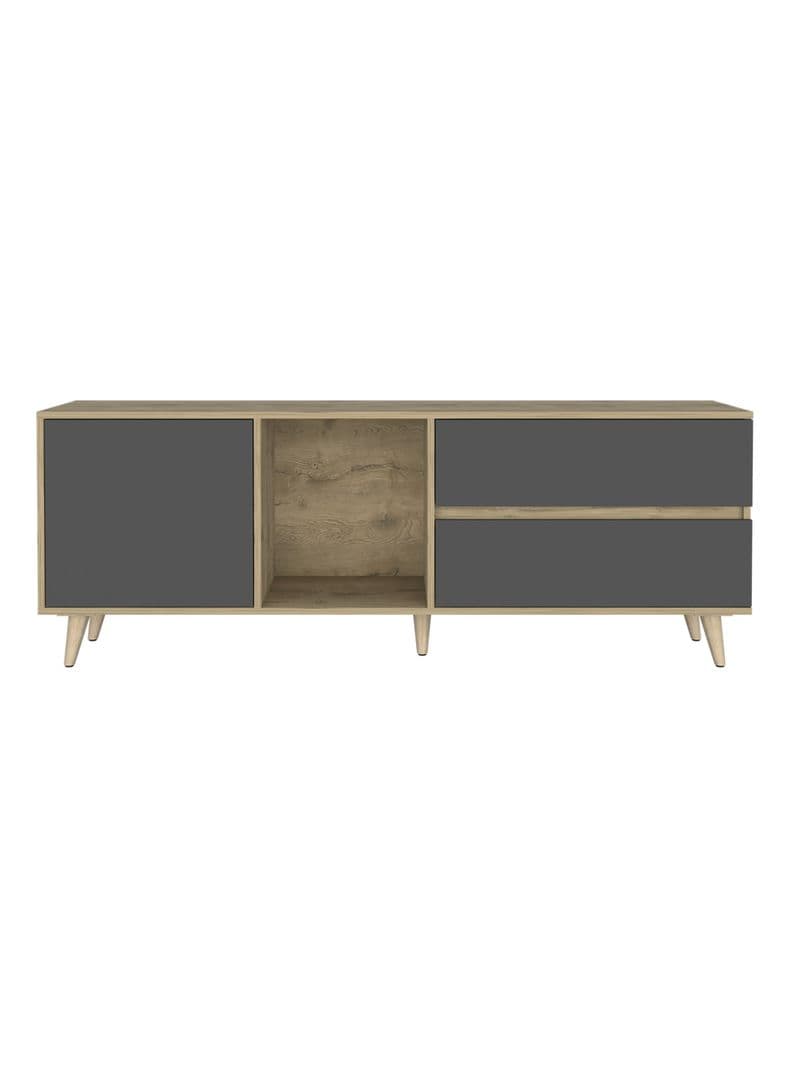 Rack de Tv 65'' Salem Macadamia y Plomo 58.4x158.4x38 cm Cafe Claro