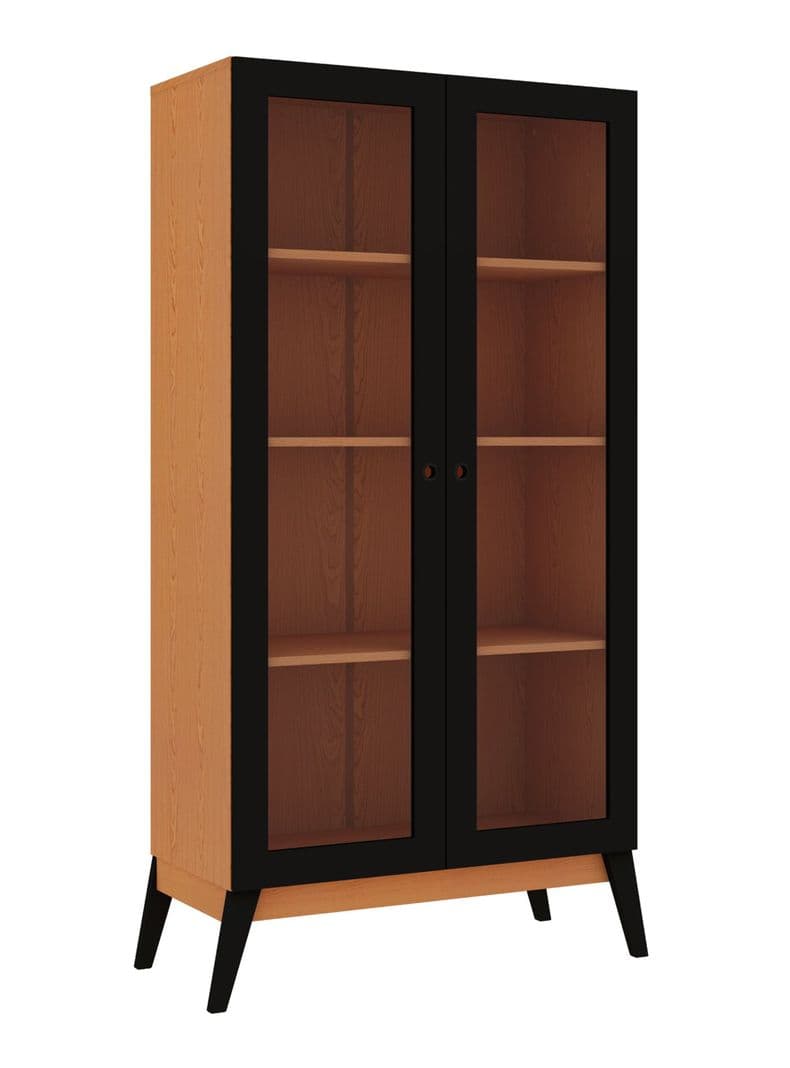 Vitrina 2 Puertas Jamaica Caramelo/Negro 158x 80x37.5 cm