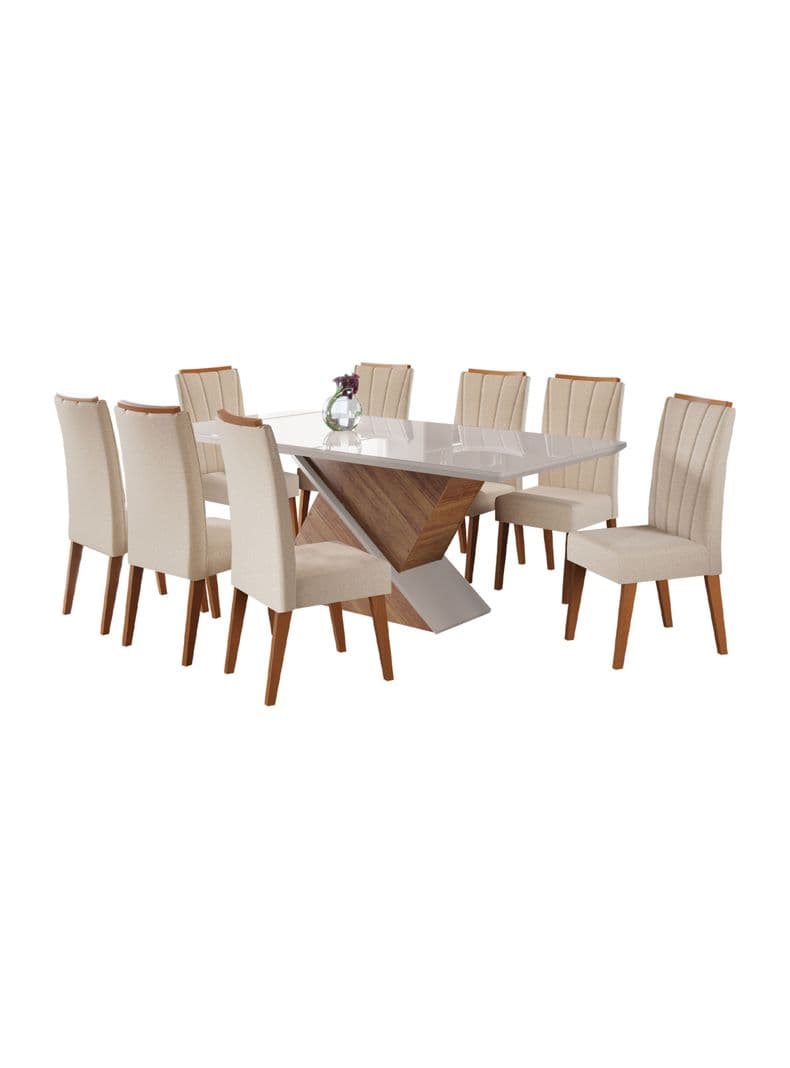 Juego de Comedor Elite 8 Sillas Beige Oscuro