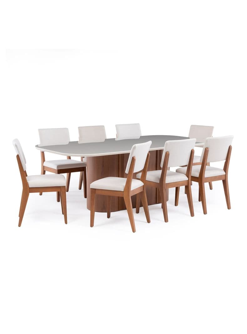 Juego de Comedor Kalina 2.2 + 8 Sillas Ella Natural