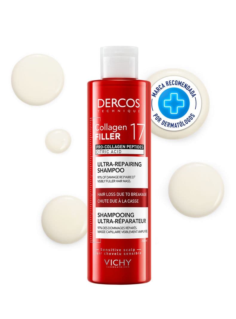 Shampoo Dercos Collagen 17 Filler Ultra Reparador 200 ml