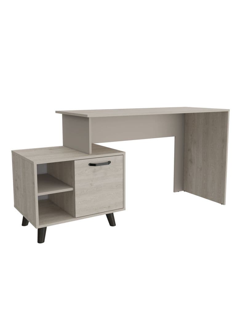 Escritorio Archivador 1 Puerta Leira 75.6x151.5x50.0 cm Ceniza y Taupe Gris Claro
