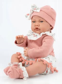 Muneca Bebe Realista de Apego 40cm con 12 Sonidos Rosado