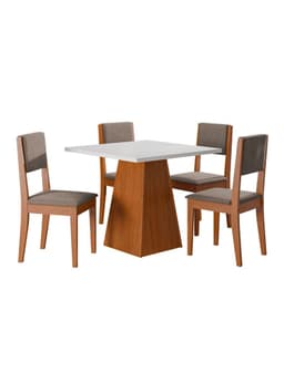 Juego de Comedor Trento 4 Sillas + Mesa Cuadrada Blanco Natural