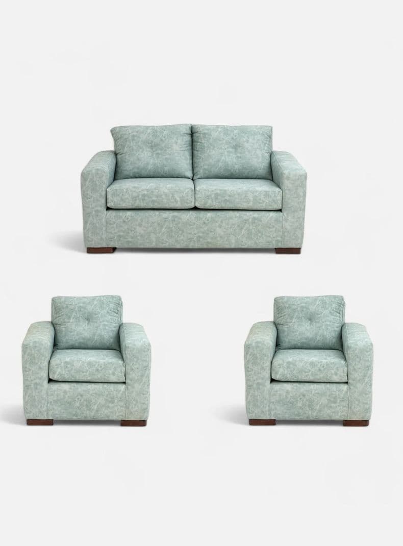 Juego Living Franco 211 Cuero Auris Verde Claro