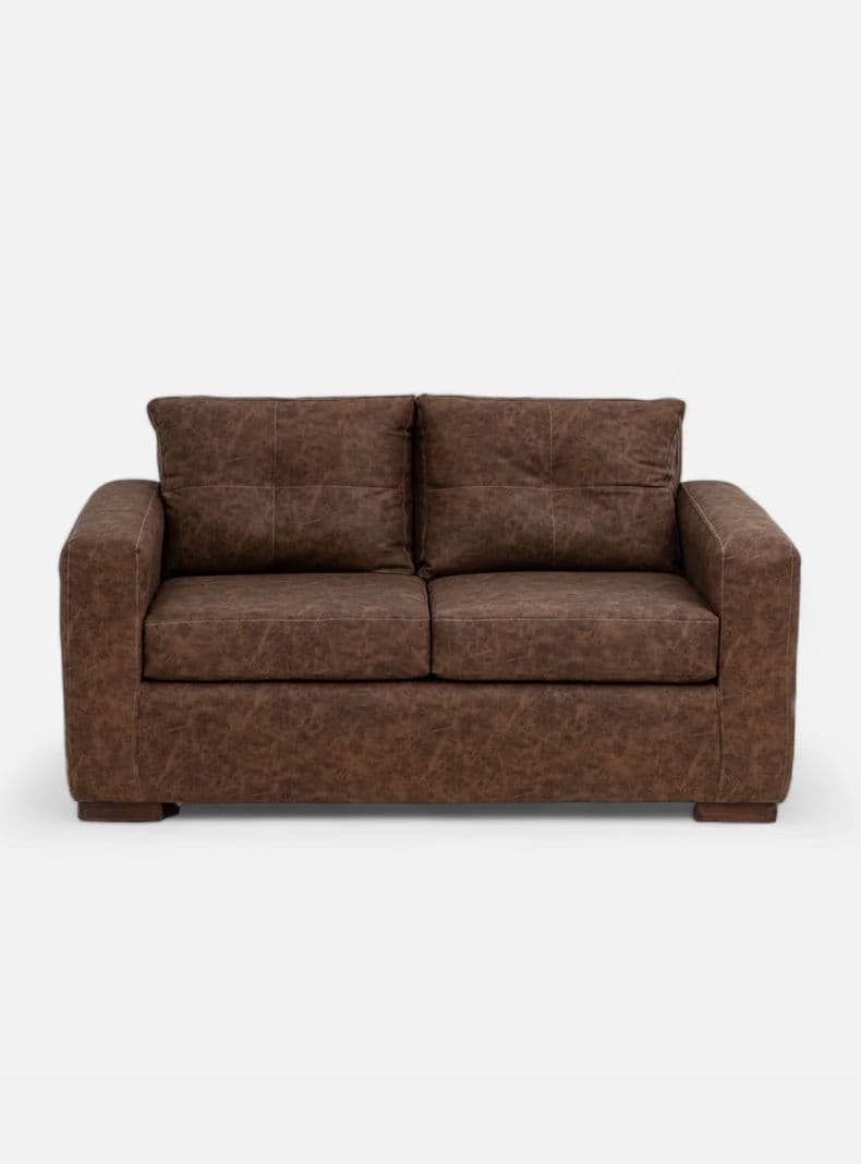Sofa Franco 2 Cuerpo Cuero Sintetico Auris Cafe