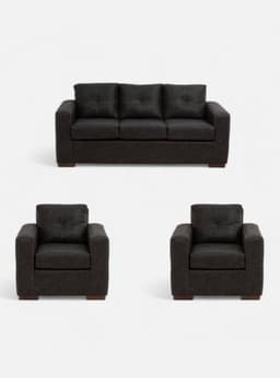 Juego Living Franco 311 Cuero Auris Negro