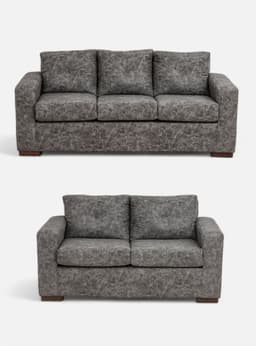 Juego Living Franco 32 Cuero Sintetico Auris Gris