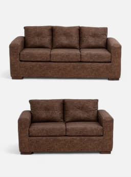 Juego Living Franco 32 Cuero Sintetico Auris Cafe