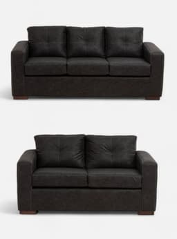 Juego Living Franco 32 Cuero Sintetico Auris Negro