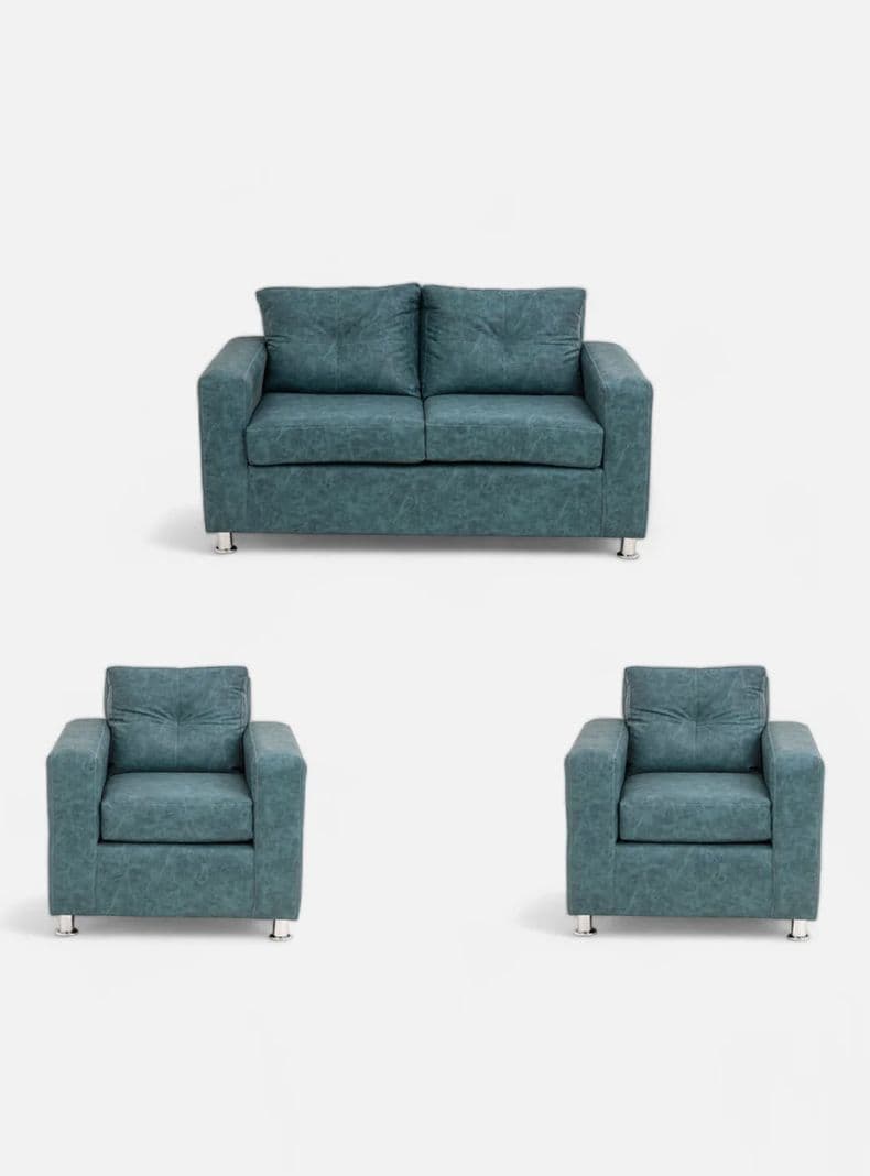 Juego Living George 211 Cuero Auris Azul