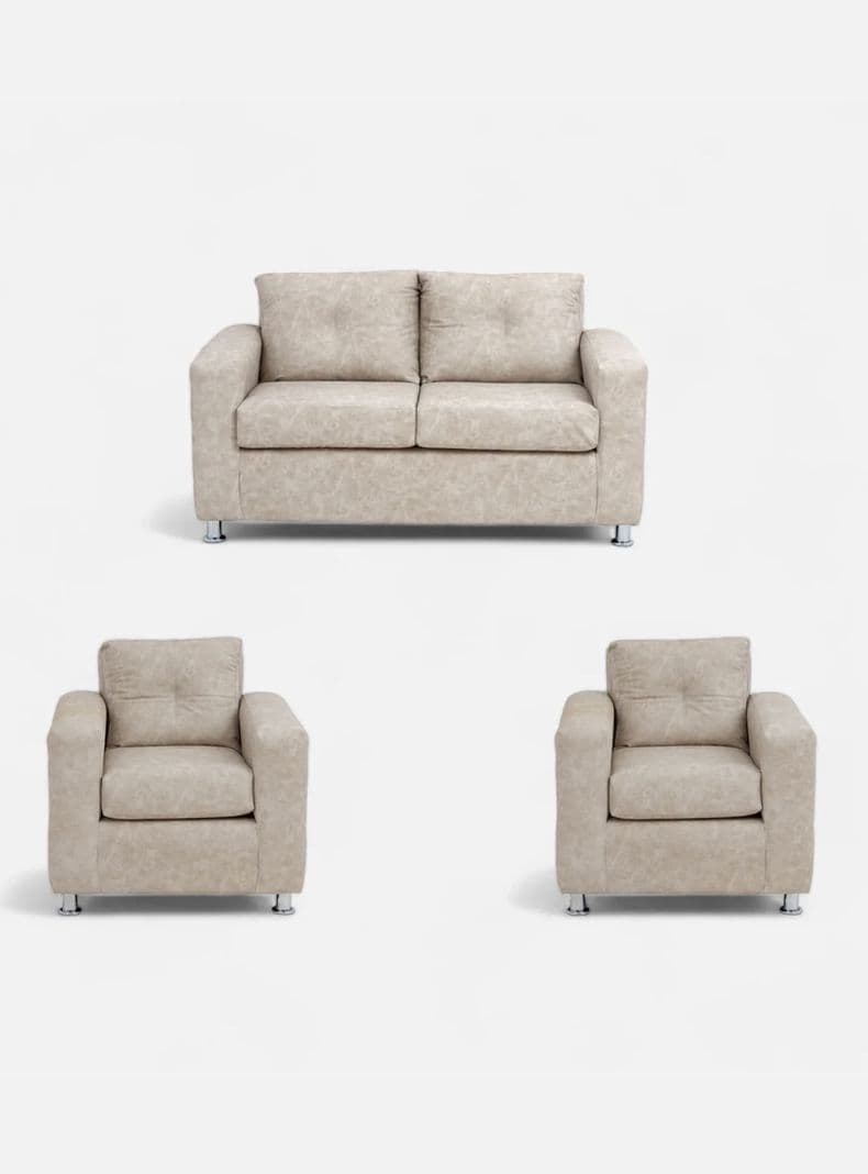 Juego Living George 211 Cuero Auris Beige