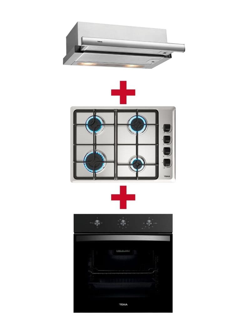 Kit Empotrable Horno Electrico HBB5360FBK + Encimera a Gas HLX540KBB0C + Campana TL6310 Inox