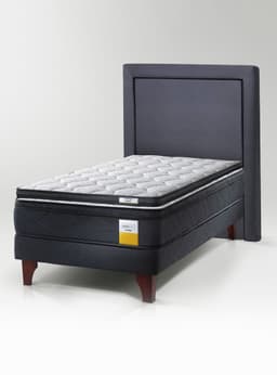 Cama Europea Eurotop 1 Plaza 90x200 Base Normal + Topper + Respaldo