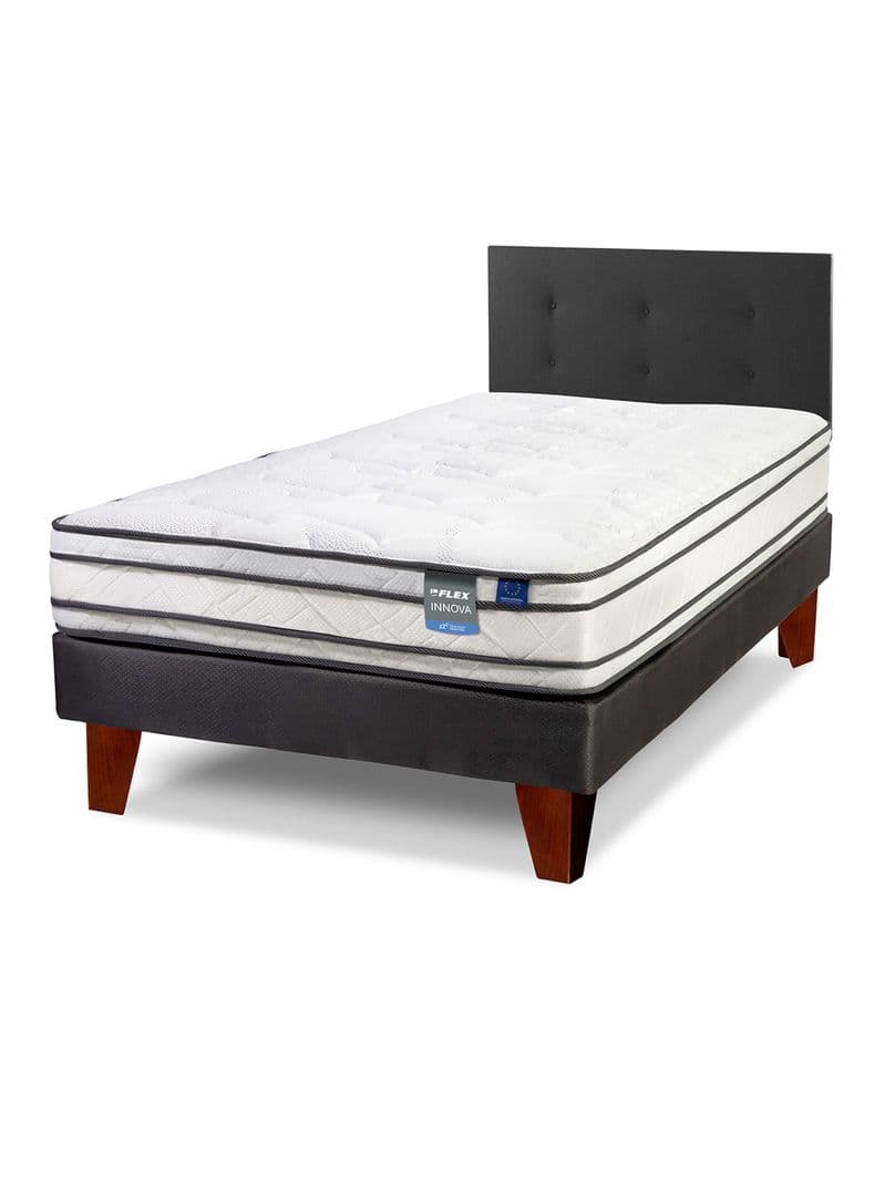 Cama Europea Innova 1 Plaza Box + Respaldo Royal Negro