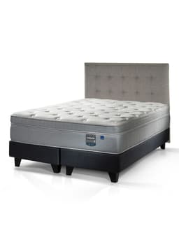 Cama Europea Paradise King + Respaldo Design Gris