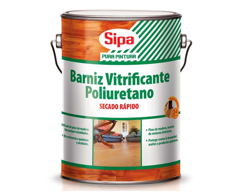 Barniz vitrificante 1 galon Poliuretano transparente brillante Sipa