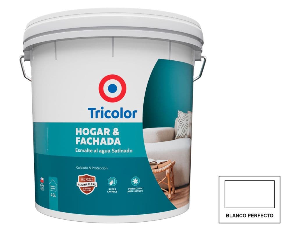 Esmalte al agua 4 Galon hogar y fachada Blanco Perfecto satinado