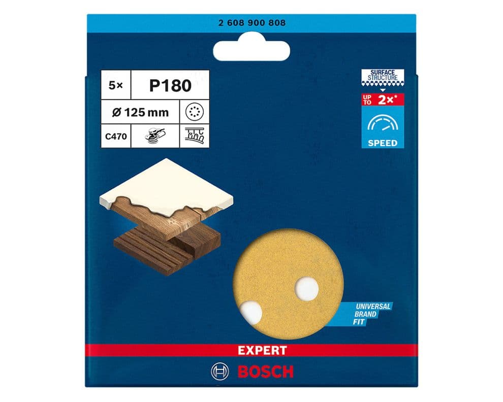Disco de lija 125 mm Expert C470 grano 180 pack 5 unidades
