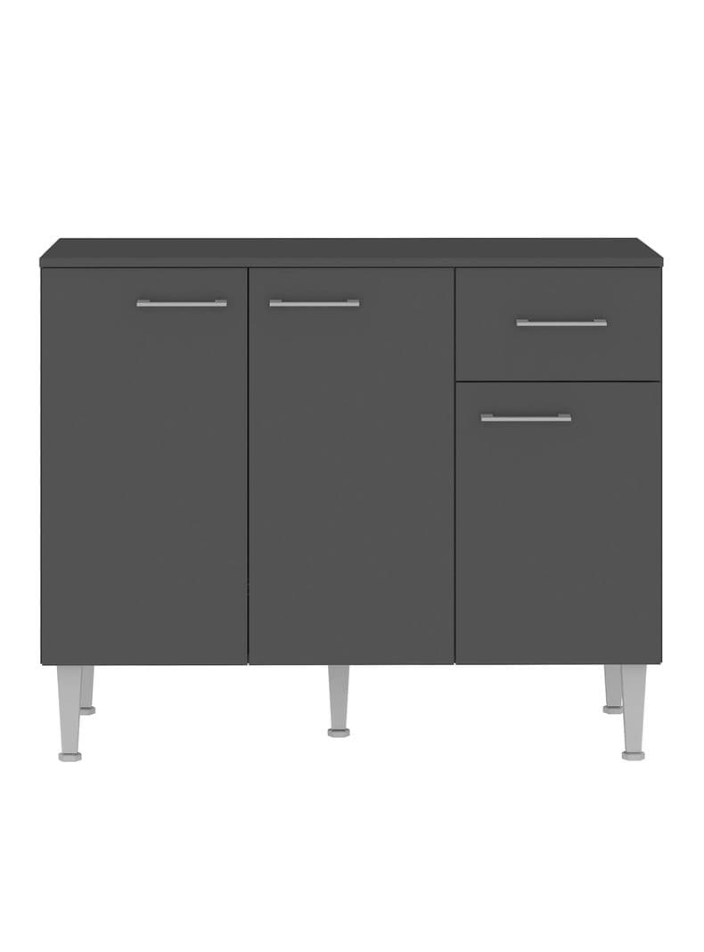 Mueble Base Evandro 3 Puertas 1 Cajon Gris
