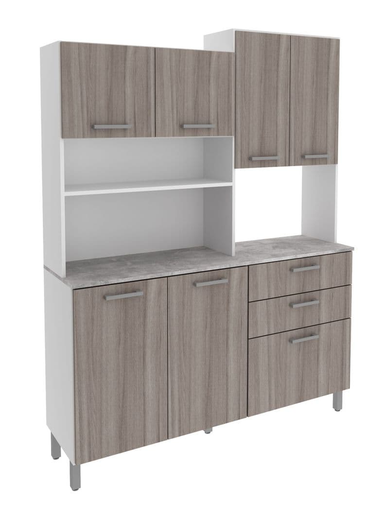 Mueble de Cocina CZ 6 Puertas 3 Cajones Gris Claro