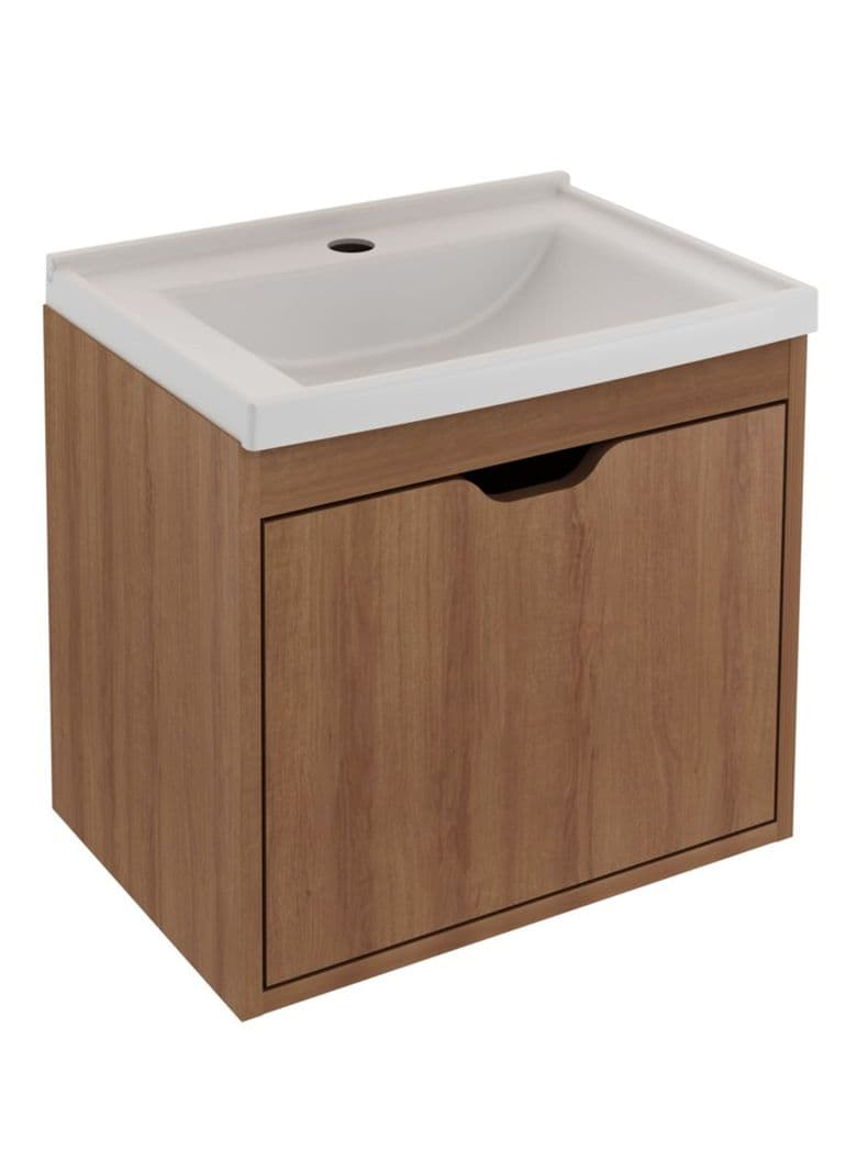 Mueble Bano Aereo 1 Puerta + Lavamanos Cafe Claro