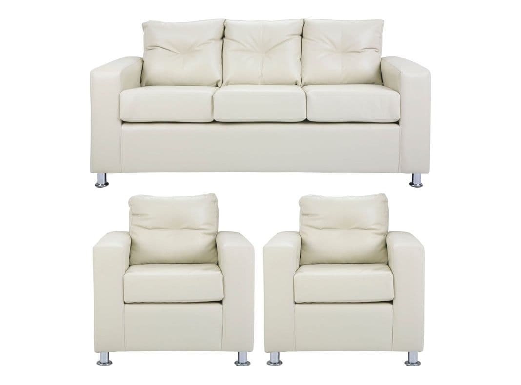 Juego Living George PU 3C + Sillones Beige