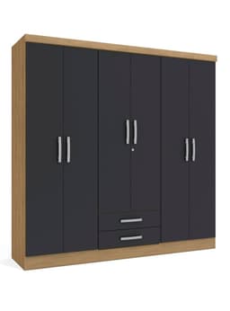 Closet Isabela 6 Puertas 2 Cajones Freijo Negro