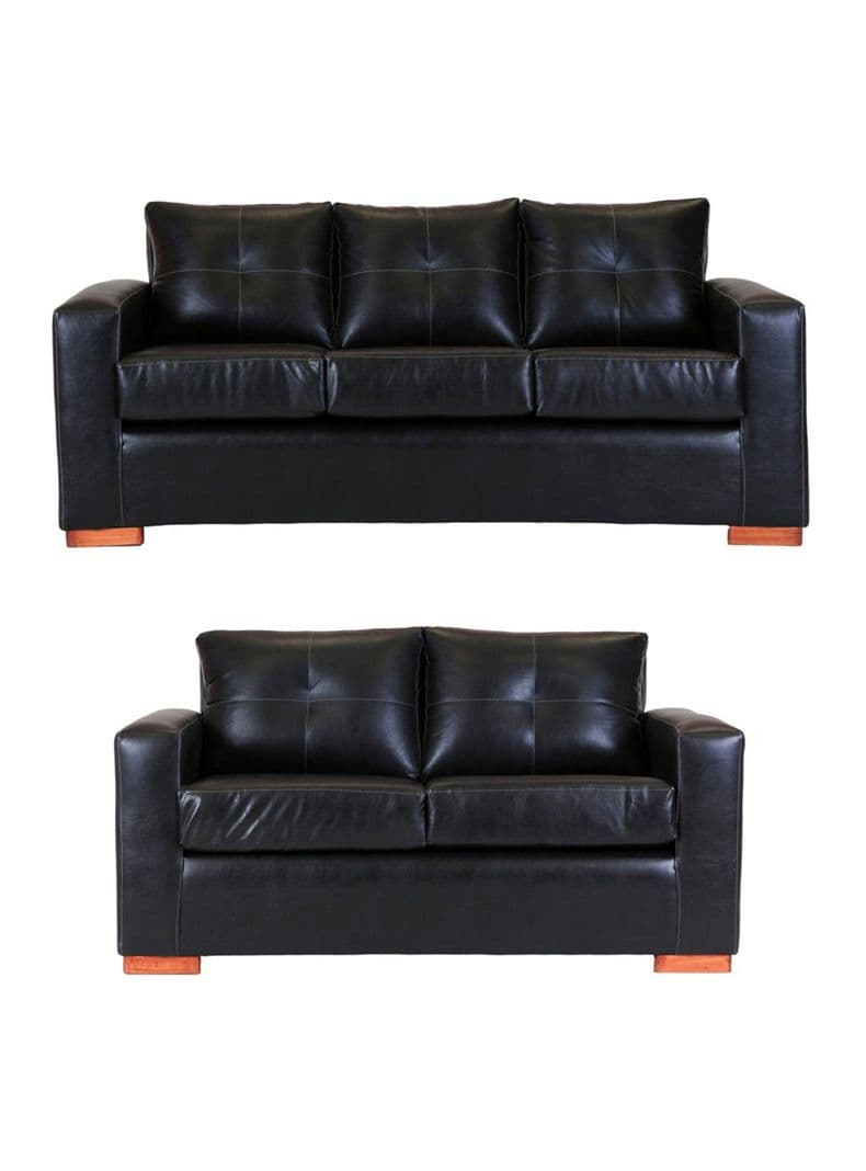 Juego de Living Franco Poliuretano Sofas 3C + 2C Negro