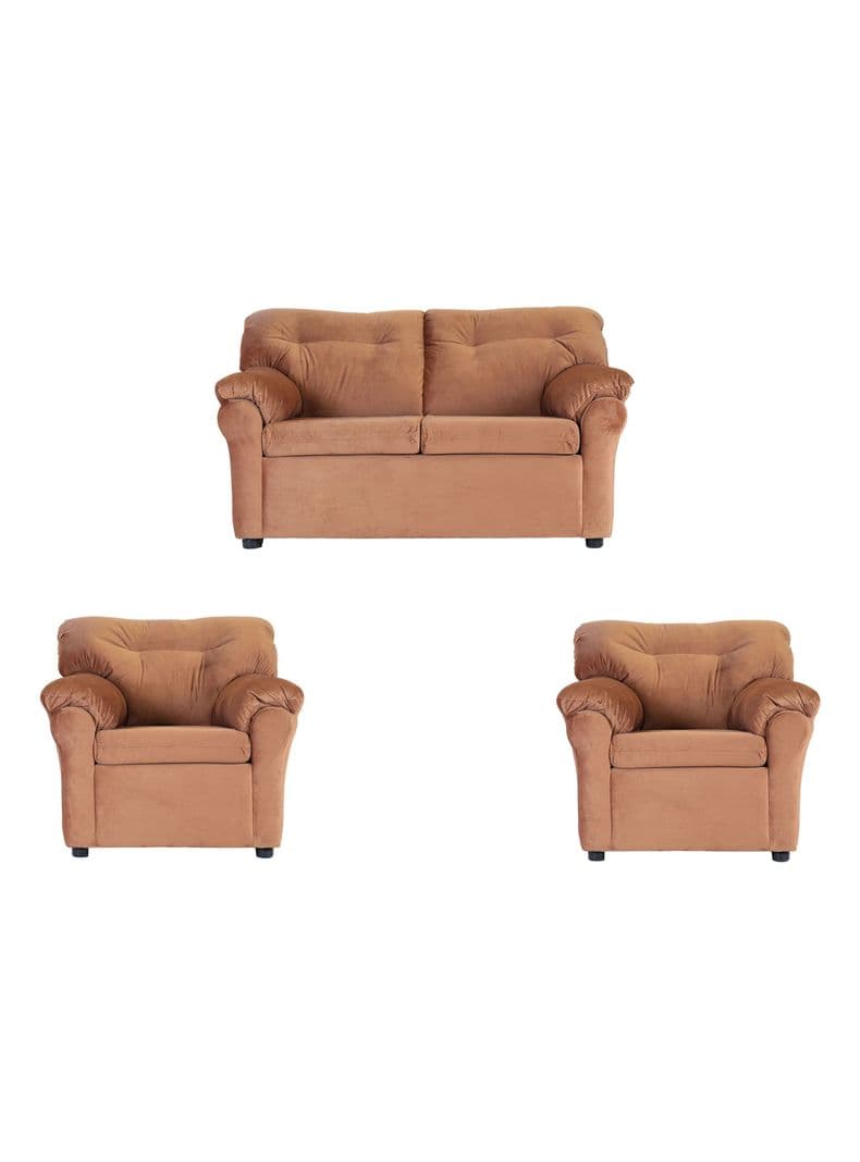 Juego Living Felpa America 2 C + 2 Sillones Beige Oscuro
