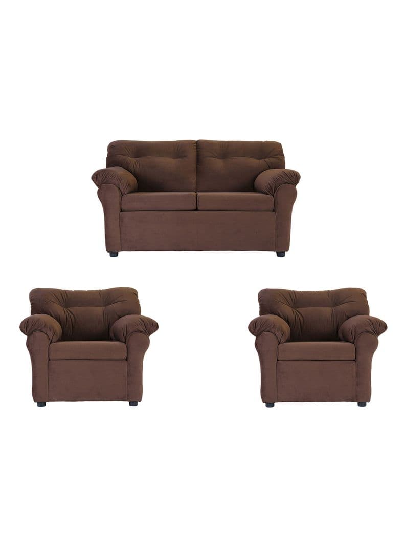 Juego Living Felpa America 2 C + 2 Sillones Cafe Oscuro