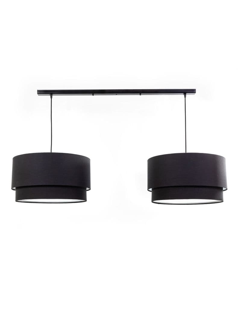 Lampara Diseno 3 Colgante Negra con Tapa Doble