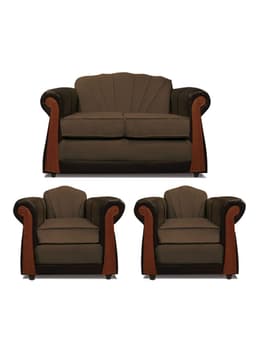 Juego Living Marsella 2 Cuerpos + Sillones Tela/Pu Cafe