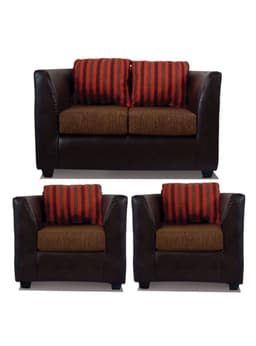 Juego Living Valentino 2 Cuerpos + Sillones Tela/PU Cafe
