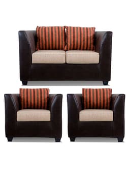 Juego Living Valentino 2 Cuerpos + Sillones Tela/PU Beige