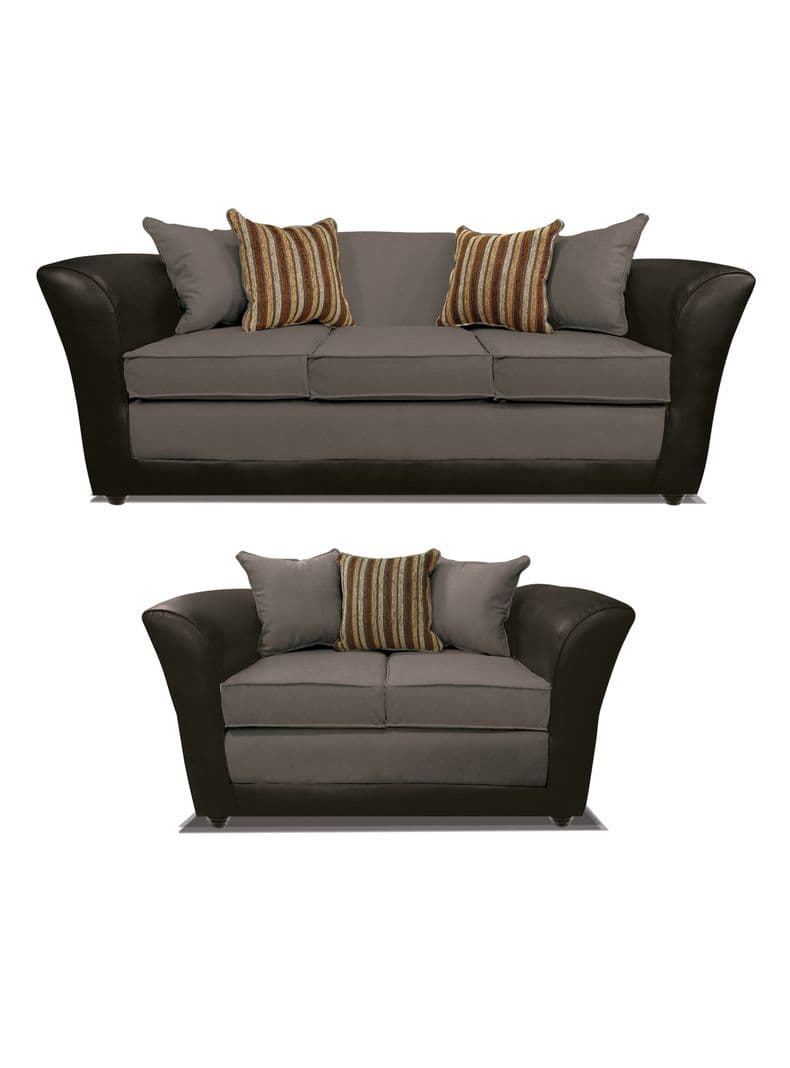 Juego de Living Minesota 3.2 Cuerpos Tela/PU Gris