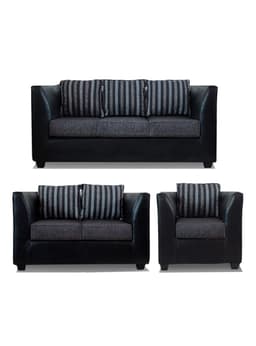 Juego de Living Valentino 3.2.1 Cuerpos Tela/PU Marengo