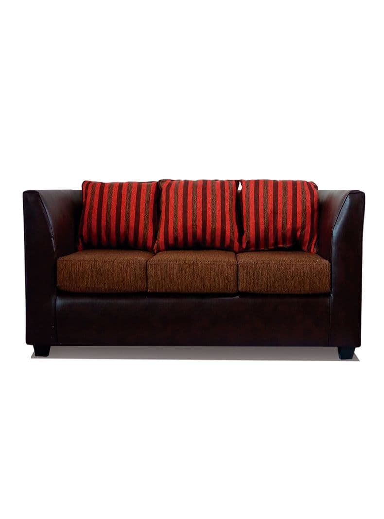 Sofa Valentino 3 Cuerpos Tela/PU Cafe