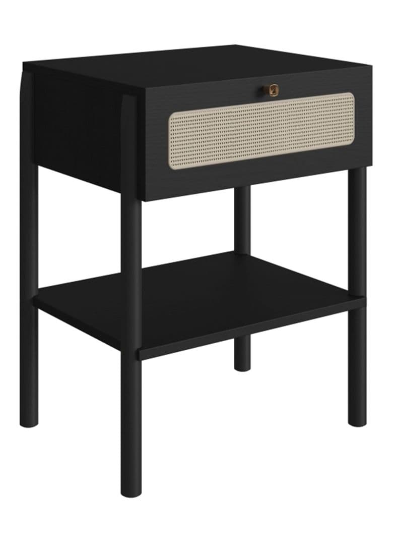 Velador Ratan 1 Cajon Negro