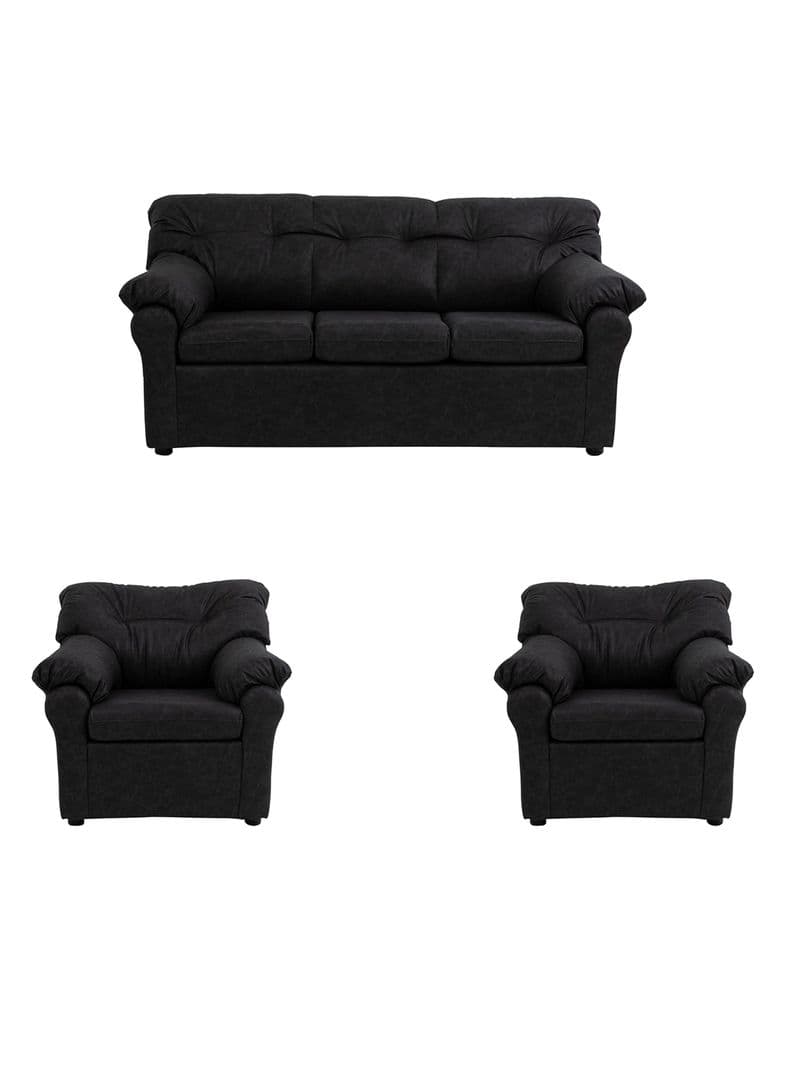 Juego Living 311 Cuero Auris Negro