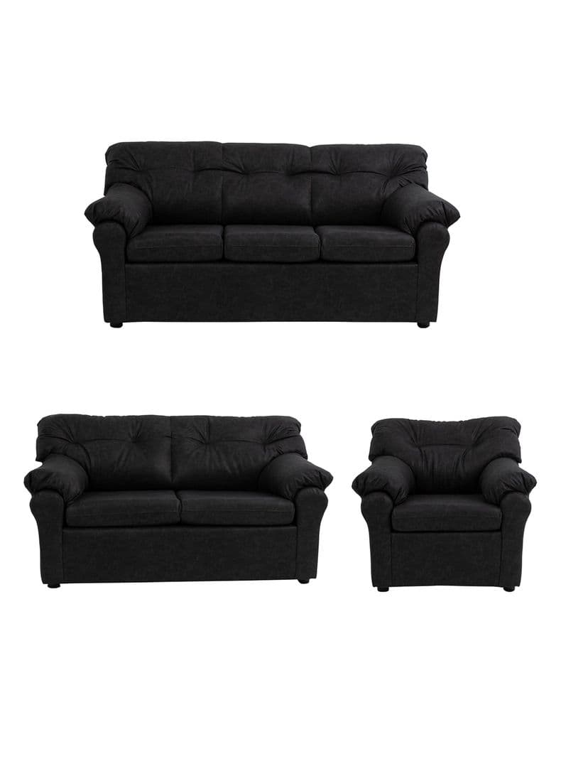 Juego Living 321 Cuero Auris Negro