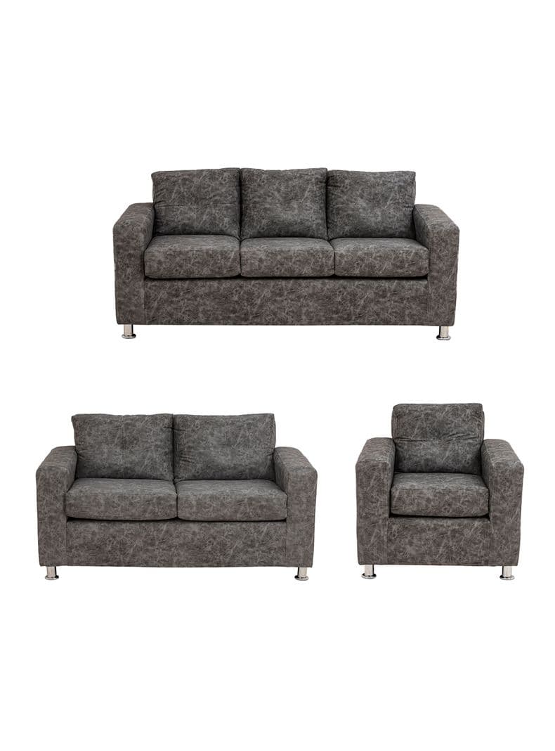 Juego Living George 321 Cuero Auris Gris