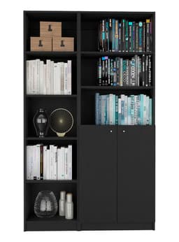 Combo Estante 45 cm + Estante 2 Puertas Negro